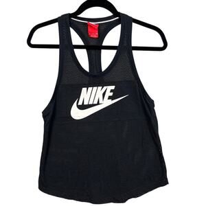 Nike Womens Mesh Racerback Tank Top Black Size S Athlete Casual Athleisure Retro